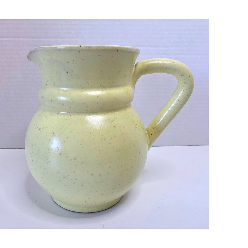 De Silva Italy Butter Yellow Speckled Ceramic Pitcher Handcrafted Pottery 6.5 in